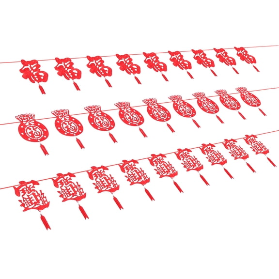 3Pcs Chinese Lunar New Year Party Banners Festival Banners New Year Flags