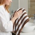 thumbnail image 4 of REGALWOVEN Classic Striped Cotton Hand Towels, Ultra Plush Absorbent Quick Dry Towels for Bathroom, Kitchen, Guest Room, 29" x 13" Brown 2pk, 4 of 7