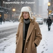 Unisex Winter Leather Trapper Hat Faux Fur,Windproof Pilot Cap Ushanka Russian Hats for Men Women
