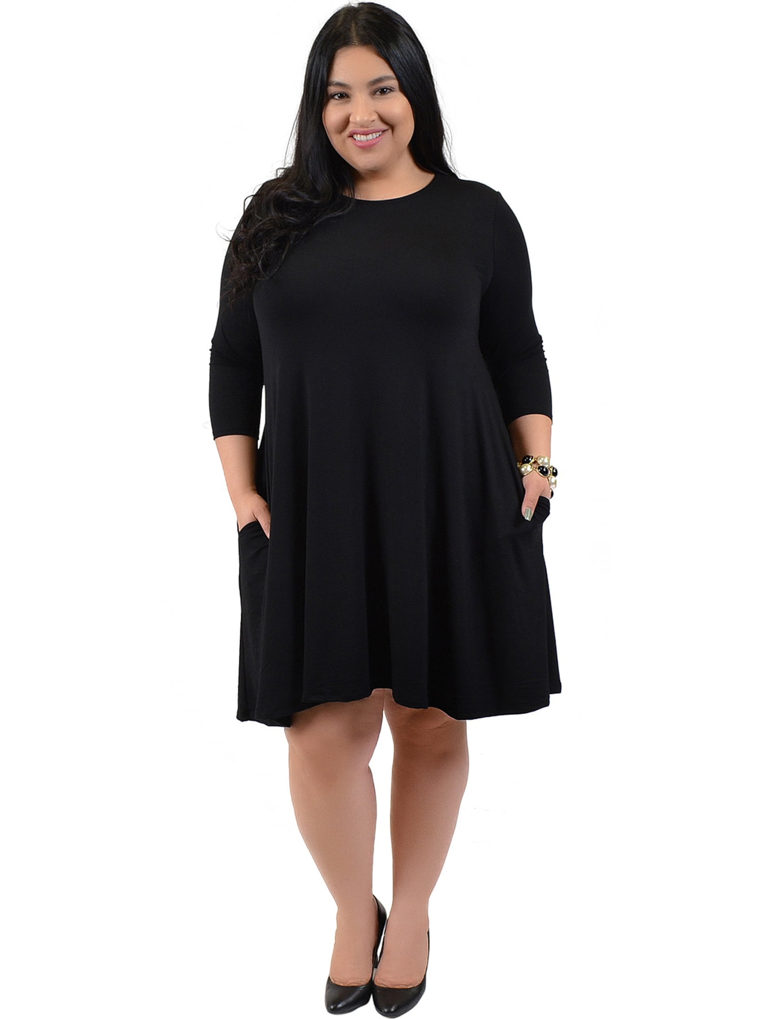 black tunic dress plus size