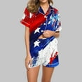 thumbnail image 2 of Simua Button Dowm Pajamas for Women, Women's Independence Day Print Short Sleeve Lapel Shirts with Shorts Summer Soft Home Wear Set, Size S-XXL, 2 of 7