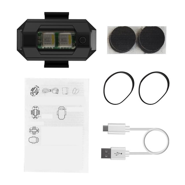 Yuarrent Luz de advertencia recargable por USB anticolisión, lámpara intermitente regulable, señal de ciclismo para motocicleta, Dron, Bicicletas eléctricas