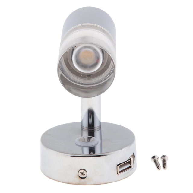 jinwen RV 12V/24V Reading Light Wall Lamp w/ USB Charging Port New