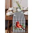 thumbnail image 2 of Table Runners 36 Inches Long Dress Scarves, Christmas Cardinal Bird Farmhouse Kitchen/Dining Table Runner, Short Coffee Tablerunners, White Black Plaid Pine Branch Snow 13x36 Inch, 2 of 7
