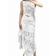 thumbnail image 3 of Women Two Pieces Skirt Sets Summer Cut Out Hi-Low Crochet Knit Long Dresses White XL, 3 of 7