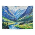 thumbnail image 5 of PRATYUS Nature Mountains Wall Tapestry for Bedroom Aesthetic, Blue Forest Tree River Water Landscape Tapestries, Green Woodland Scenery Backdrop Decor Wall Hanging for Living Room Dorm, 5 of 6
