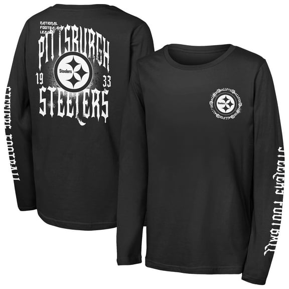 Youth Outerstuff Black Pittsburgh Steelers Rumble Long Sleeve T-Shirt
