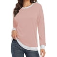 thumbnail image 4 of Long Sleeve Shirts for Women Casual Pullover Tops Sweatshirts for Women(Pink L), 4 of 6