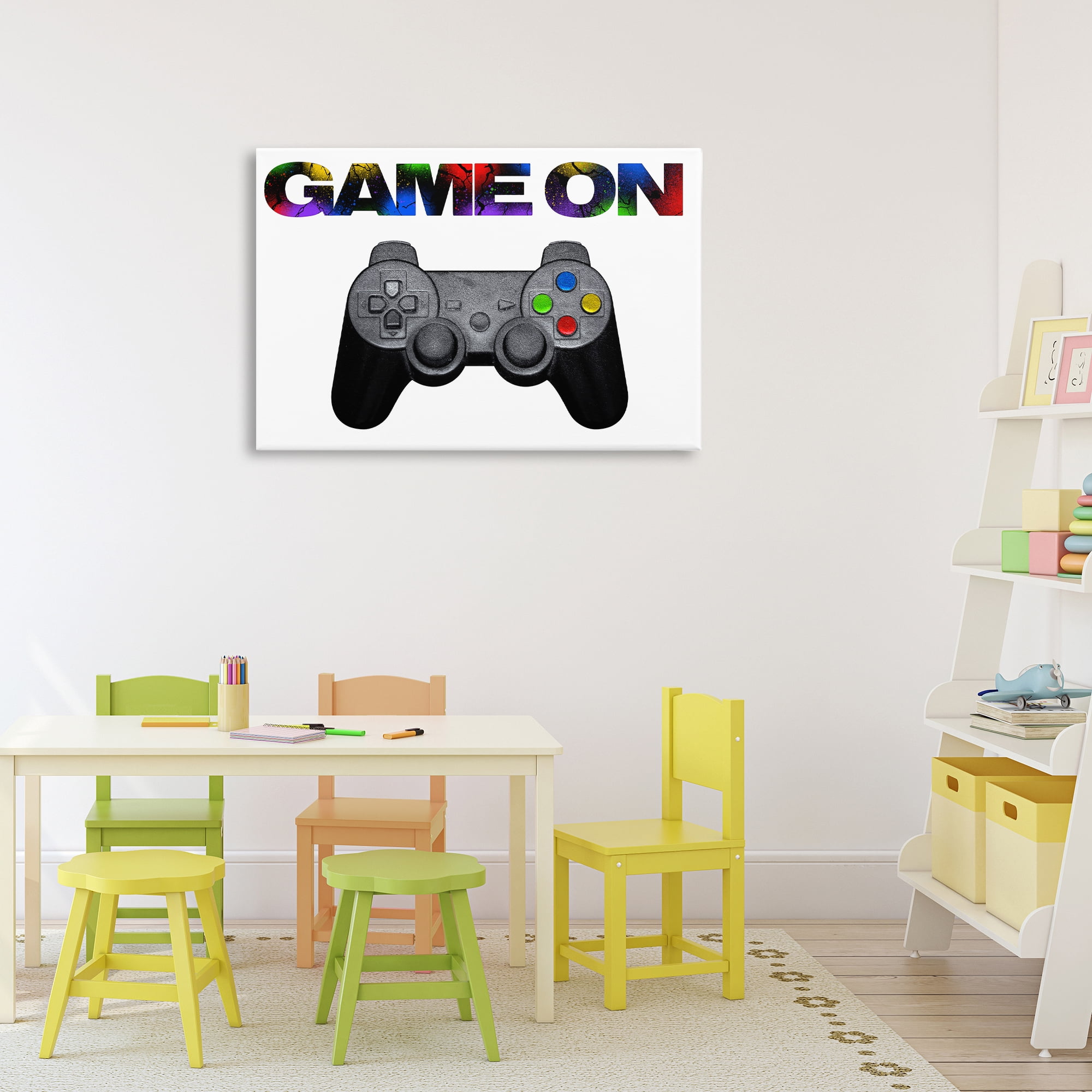 Stupell Industries Controller Game On Splatter Canvas Wall Art, design by Marcus Prime