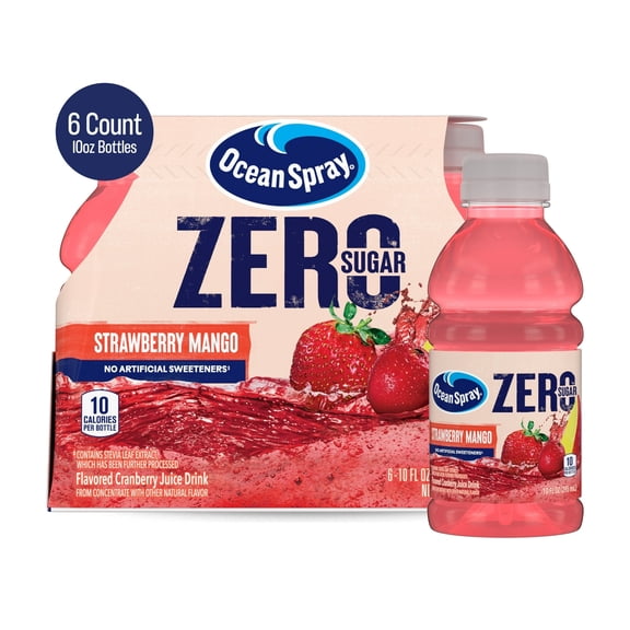 Ocean Spray® Zero Sugar Strawberry Mango, 10 Fl Oz Bottle, 6 count - 3 Multipack