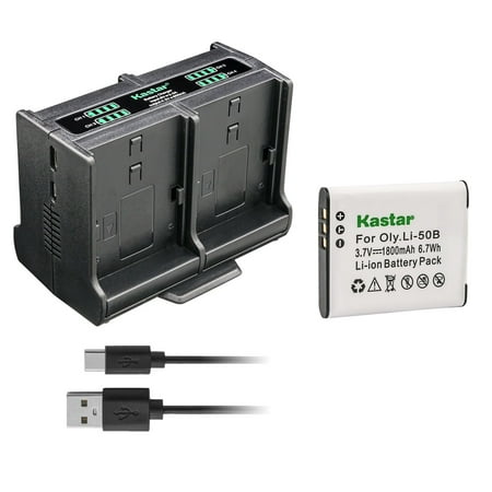 Image of Kastar 1-Pack Battery and Quadruple Charger Compatible with Olympus Tough TG-620 iHS Tough TG-630 iHS Tough TG-805 Tough TG-810 Tough TG-820 iHS Tough TG-830 iHS Tough TG-835 Camera