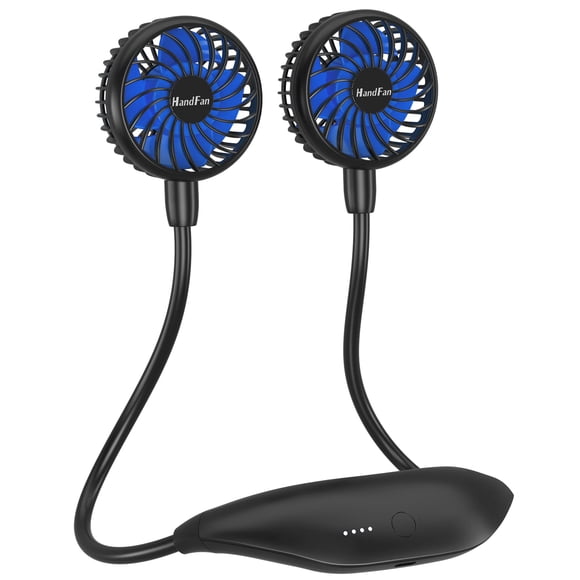 Ventilador de cuello portátil HandFan 5000 mAh, recargable, 6 velocidades, negro