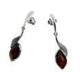 thumbnail image 1 of Cherry Color Baltic Amber stone Post Earrings in Sterling Silver, 1 of 1