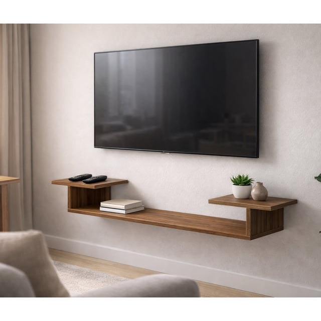 Repisa Flotante Tv Sala Elegante Minimalista 130 Cm Resistencia cafe