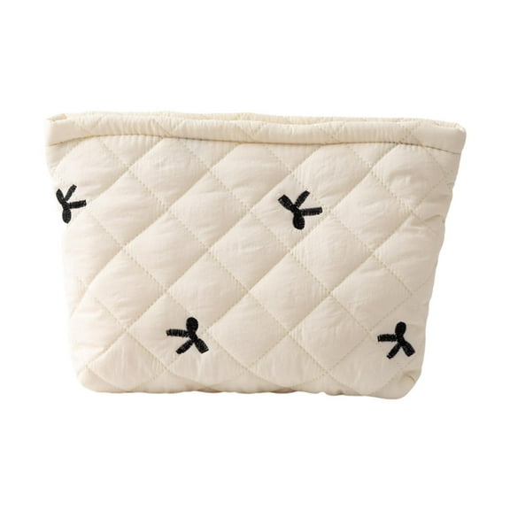 Versatile Cosmetic Bag Bow Embroidered Makeup Storage Bag for Toiletries and Cosmetics Fashionable Dumpling Design for Makeup