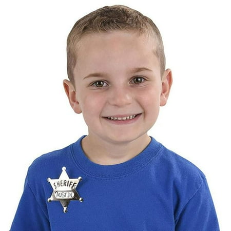 Deputy Badge Metal Deputy Sheriff Badge - Pack of 12 Personalized Officer Name Tag Brooch for Kids - Perfect for Law Enforcement Officer Costume, Cowboy Western Parties, Stage Plays and Unique Party Bag Fillers ()