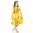 thumbnail image 2 of Honey Vanilla Girls' Princess Seam A-Line Dress with Full Skirt and Easy Removable Label Floral Mustard Large 9-10 Years, 2 of 5