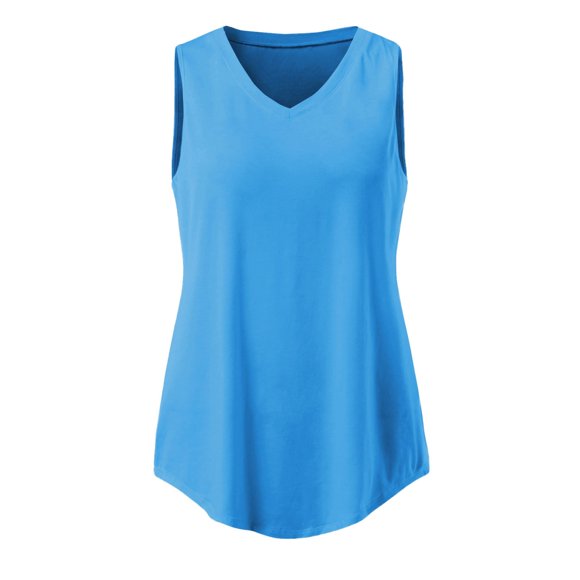 Dowegor Débardeurs Femmes T-Shirt Couleur Unie Coupe Décontractée Débardeurs Sans Manches pour Femmes Débardeurs Fluides Amples pour Femmes Bleu G (Liquidation)