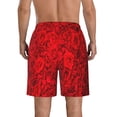 thumbnail image 3 of Bixox Men's Red Rose printing Casual Classic Fit Short Summer Beach Shorts, 3 of 6