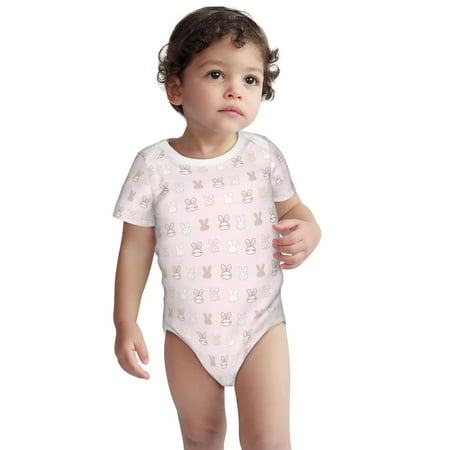 

Fotbe Cartoon Rabbit Pattern Unisex-baby Short-sleeve Bodysuit Short Sleeve Bodysuits One-piece 100% Organic Cotton for Infant Baby Boys Unisex-3 Months