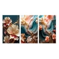 thumbnail image 2 of Designart "Blooming Rosy Magnolia Abstract Blossom On Blue I" Flowers Wall Art Set Of 3 - Traditional Pink Gallery Wall Set For Home Decor, 2 of 6