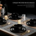 thumbnail image 6 of Vesteel Dinnerware Sets, 12-Piece Stoneware Plates and Bowls Set, Dishes Set for 4, Elegant Ceramic Dinnerware for Home Restaurant - Matte Black, 6 of 9
