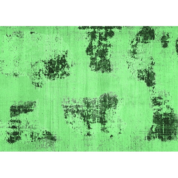 Ahgly Company Indoor Rectangle Abstract Emerald Green Modern Area Rugs, 5' x 8'