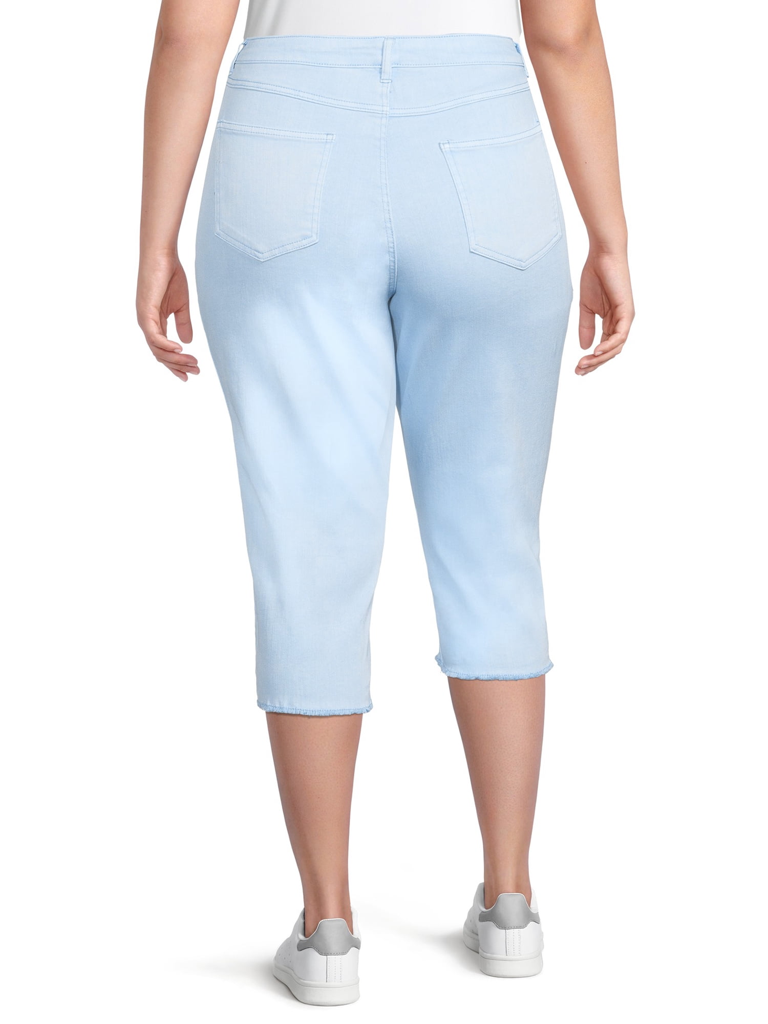 Alivia Ford Women's Plus Size Frayed Hem Capri Pants