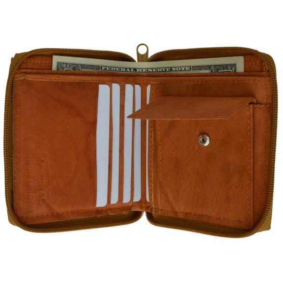Zip Around Bifold Wallet with Snap Down Coin Purse for Men by Marshal