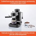 thumbnail image 2 of 4 Cup Electric Espresso/Cappuccino Maker 800 Watts - Black: Milk Frother, Glass Carafe, Removable Filter Basket, 2 of 7