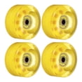 thumbnail image 1 of Ruedas de patín en línea Uxcell de 32 x 58 mm con rodamientos 82A, reemplazo para patines cuádruples, paquete de 4 en color amarillo brillante, 1 of 7