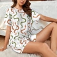 thumbnail image 4 of Fuzoiu Hand Drawn Snake Print Women's Short-Sleeved Pajama Set,Lounge Sleepwear Set,Womens Pajama Sets 2 Piece,Button-Up Top and Shorts with Pockets-3X-Large, 4 of 7