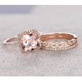 thumbnail image 5 of 2.00 Carat Real Morganite Trio Wedding Bridal Ring Set With Diamond Moissanite One Engagement Ring & 2 Wedding Bands With 18K Rose Gold Plating, Promise Ring, Anniversary Ring, 5 of 5