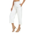 thumbnail image 4 of HDE Women's Pull On Linen Capri Cropped High Waisted Pants White - S, 4 of 7