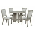 thumbnail image 2 of 5 Pieces Oak Wood Dining Set, 42" Round Dining Table 4 Side Chairs, Gray, 2 of 10