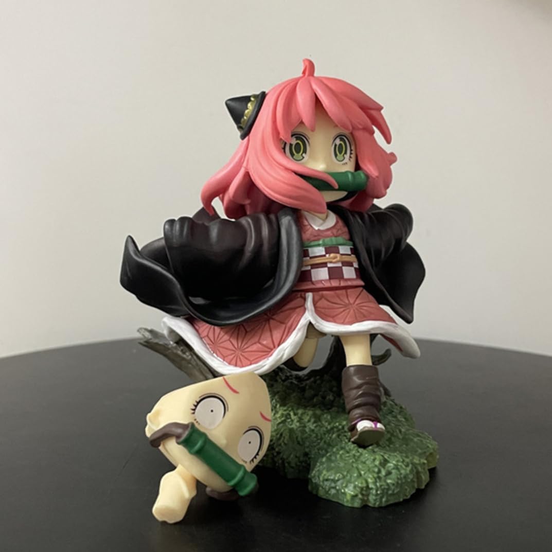 New Kamado Nezuko (Anya Forger Ver) Character Anime Model Statue Action Figures Desktop Ornament Popular Decorations Fan Souvenirs Creative Gift Collectable