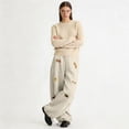 thumbnail image 5 of GEWSEY Wide Leg Baggy Sweatpants for Women Men Dachshund Embroidery Drawstring Sweat Pants Trendy Athletic Pants Clothes (Beige, M), 5 of 7