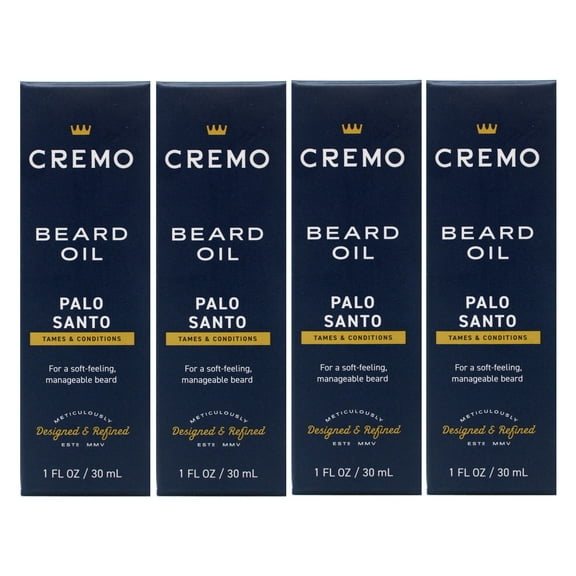 4 Pack - Cremo Reserve Collection, Revitalizing Beard Oil, Palo Santo, 1 fl oz (30 ml)