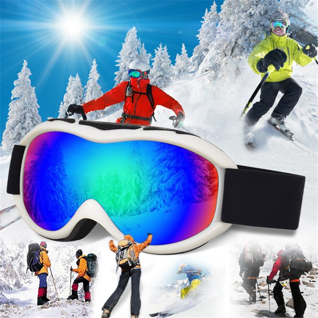 Anti-fog Ski Goggles, Double Layer Vision, Breathable Fabric Lens, Lightweight Frame, for Snow Sports, Clear Vision Performance, Outdoor Ski Gear,Solid Color,YISHFHP,Black