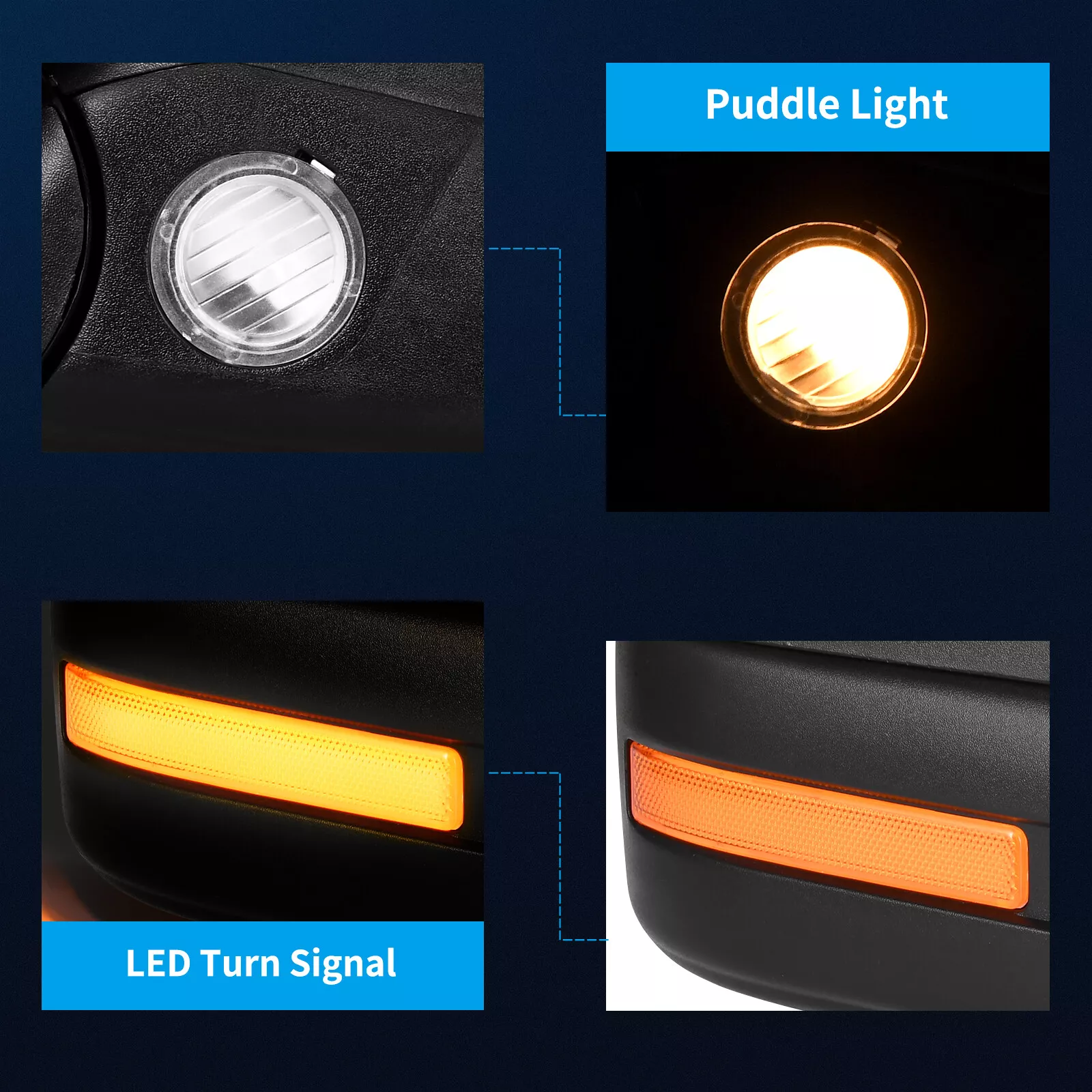 Ledkingdomus Passenger Side For 2007-2014 Ford F150 Power Heated Defrost LED Signal Tow Mirrors