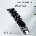 thumbnail image 2 of Tarjeta Convertidora Adaptadora de 5 Puertos TYPE-C A SATA3.0 6Gbps USB10G JM575+JMS580 para Expansión SSD HDD, 2 of 9