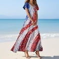 thumbnail image 3 of Wutalume Summer Dresses Patriotic Print - V-Neck Short Sleeve Colorful Sundress for 4th July Parade, Womens Summer Dresses ,Wine M, 3 of 6