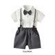 thumbnail image 4 of Qarigey Camisa con botones de verano para niños, conjunto de pantalones, conjunto de ropa de pajarita para banquete de fiesta, pantalones conjuntos de ropa Gris 90cm, 4 of 6