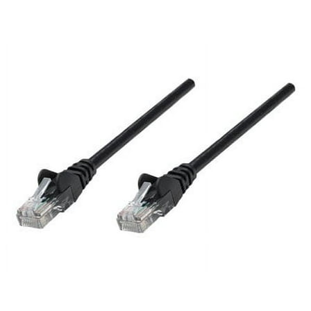 Intellinet Network Patch Cable, Cat5e, 2m, Black, CCA, U/UTP, PVC, RJ45, Gold Plated Contacts, Snagless, Booted, Lifetime Warranty, Polybag - Patch cable - RJ-45 (M) to RJ-45 (M) - 2 m - UTP - CAT 5e - molded, snagless - black
