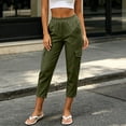 thumbnail image 5 of Womens Capris Pants for Outdoor Hiking High Waist Lounge Cropped with Pockets Army Green Casual Cargo Pants Size L, 5 of 9
