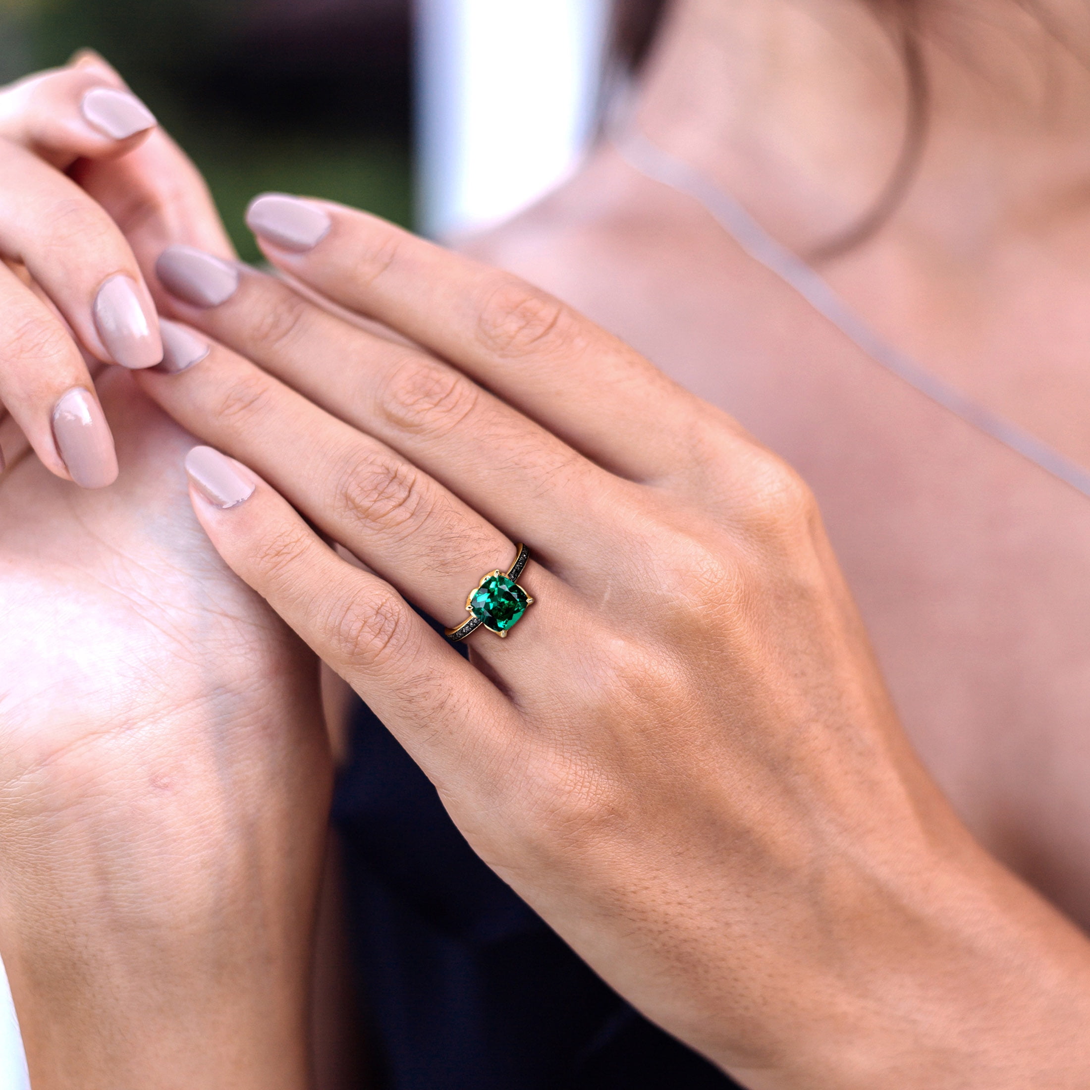 Emerald Ring for Women, Vintage Emerald Ring, Emerald Diamond Ring,  Statement Ring for Her, Dinner Ring for Wife, Cocktail Ring for Women -  Etsy | Emerald ring vintage, Antique halo engagement rings,