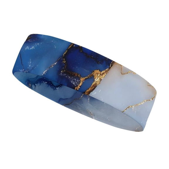 Sports Sweatband 15 In Comfortable Seamless Joint Stability Can Absorb A Lot Of Sweat Blue And White Gold Marble