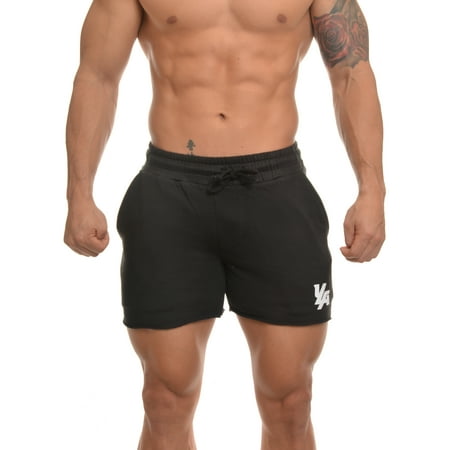 YoungLA Men's Bodybuilding Shorts French Terry Solid Gym Running Workout Shorts