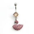 thumbnail image 2 of Navel Ring with Swan and Multiple CZ Gems Design 14g, 2 of 4