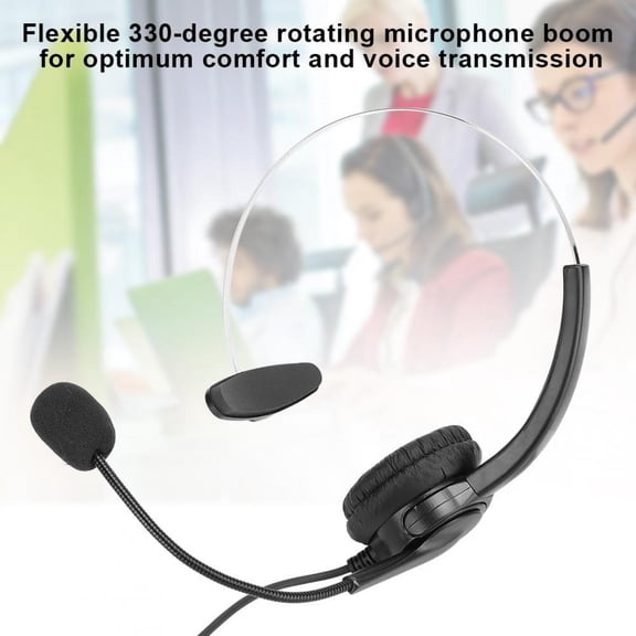 Brrnoo Monaural Headset,Call Center Headphones,Call Center Headset with Microphone Hands-free Noise Cancelling MonauralEarpiece with 3.5mm Interface for Desk Telephone